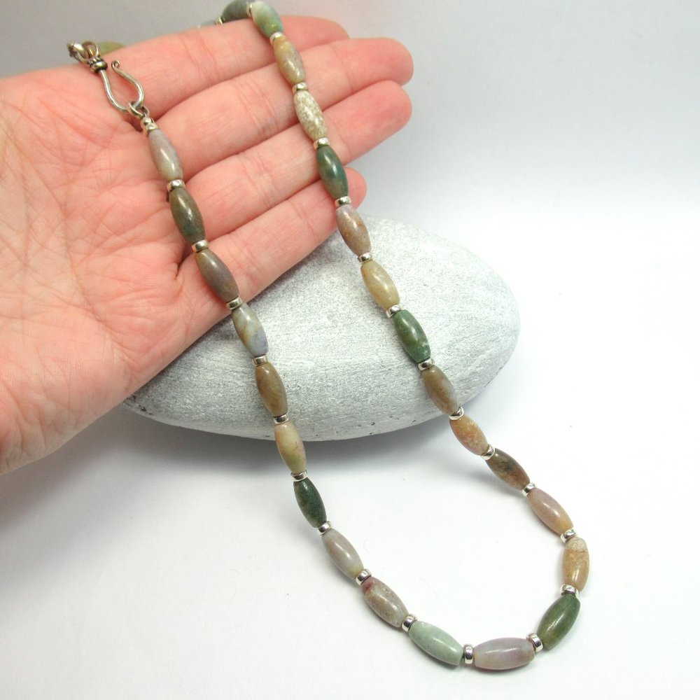 Fancy Jasper and Sterling Necklace